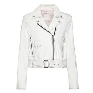 Sandro Edwin White Leather Biker Jacket